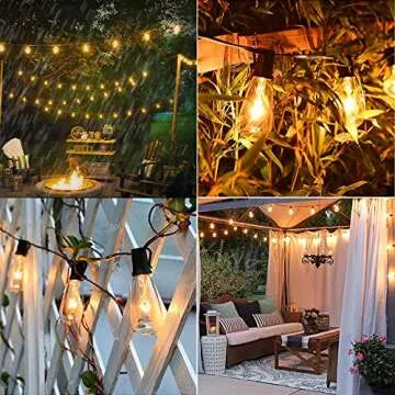 GOOTHY Outdoor String Lights 45Ft ST40 Vintage Patio Lights with 32 Edison Bulb (2 Spare), Backyard Lights UL Listed for Indoor Outdoor Party Balcony Markets Garden Decor, 7W/ E17 Screw Base- Black
