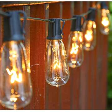 GOOTHY Outdoor String Lights 45Ft ST40 Vintage Patio Lights with 32 Edison Bulb (2 Spare), Backyard Lights UL Listed for Indoor Outdoor Party Balcony Markets Garden Decor, 7W/ E17 Screw Base- Black