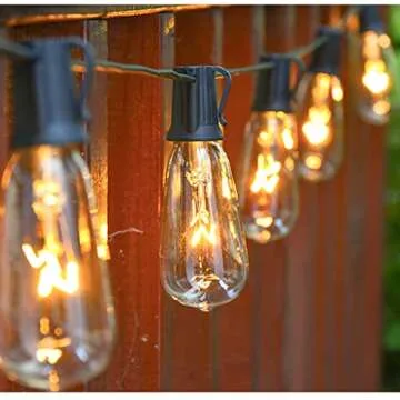 GOOTHY Outdoor String Lights 45Ft ST40 Vintage Patio Lights with 32 Edison Bulb (2 Spare), Backyard Lights UL Listed for Indoor Outdoor Party Balcony Markets Garden Decor, 7W/ E17 Screw Base- Black