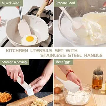 Stainless Steel Kitchen Cooking Utensil Set, Umite Chef 15 pcs Utensils - Nonstick Cookware Set Spatula -Kitchen Gadgets Tools Gift