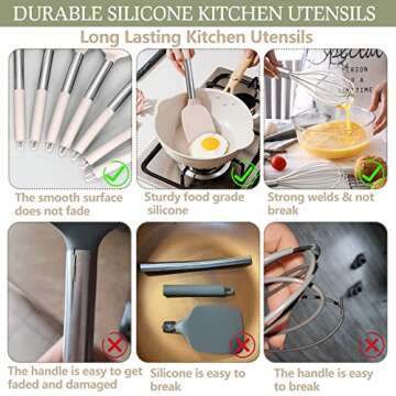 Stainless Steel Kitchen Cooking Utensil Set, Umite Chef 15 pcs Utensils - Nonstick Cookware Set Spatula -Kitchen Gadgets Tools Gift