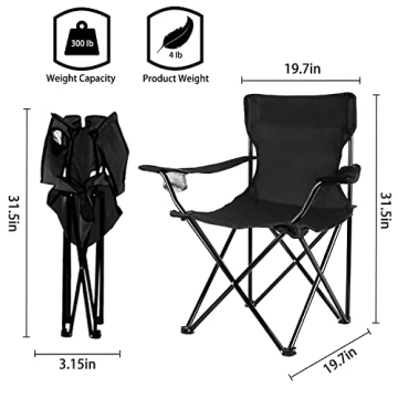 Damei Century Foldable Camping Chair - Lightweight Black Comfort