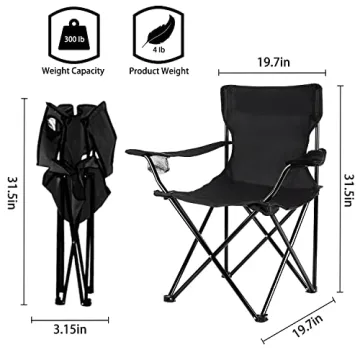 Damei Century Foldable Camping Chair - Lightweight Black Comfort