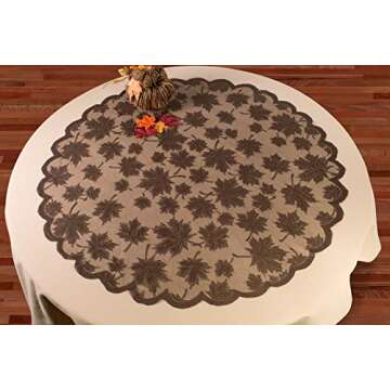 DII CAMZ36555 40" Round Lace Table topper, Maple Leaf Brown - Perfect for Fall, Thanksgiving, Catering Events, Dinner Parties, Special Occasions or Seasonal Décor