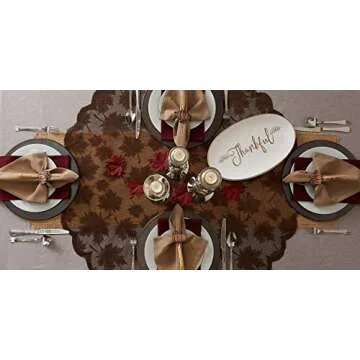 DII CAMZ36555 40" Round Lace Table topper, Maple Leaf Brown - Perfect for Fall, Thanksgiving, Catering Events, Dinner Parties, Special Occasions or Seasonal Décor
