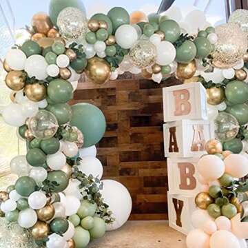 Sage Green Balloon Garland Kit Arch Oh Baby Shower Olive Matte Different Sizes Decor Happy Birthday ...