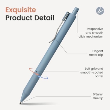 Taja Gel Pens - 6pcs 0.5mm Fine Point Pens for Writing