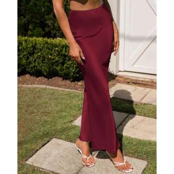 Amy Babe Wine Red Maxi Skirt Elegant for Parties