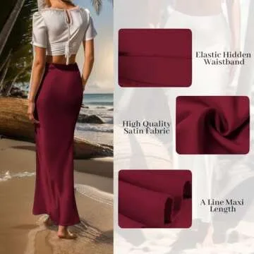 Amy Babe Wine Red Maxi Skirt Elegant for Parties