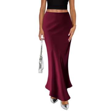 Amy Babe Wine Red Maxi Skirt Elegant for Parties