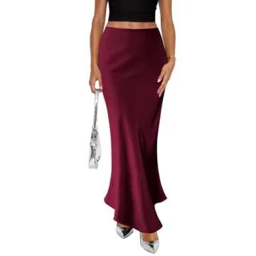 Amy Babe Wine Red Maxi Skirt Elegant for Parties