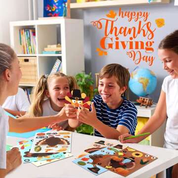 NOVWANG Turkey Stickers - Creative Thanksgiving Fun for Kids