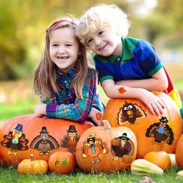NOVWANG Turkey Stickers - Creative Thanksgiving Fun for Kids