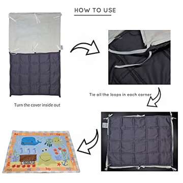 Reecio Weighted Lap Pad Blanket (3 lbs, 20 x 24in) for Toddler Kids & Washable Cover, Unique Cotton/Minky Fidget Cover Designed in The USA, Travel Size Childrens Throw - with Wash Bag (Sensory Sea)