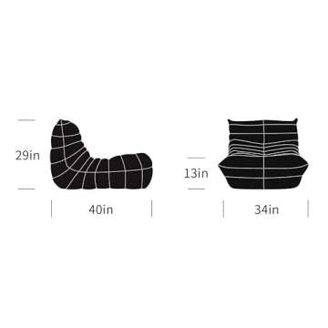 VOMXUF Sofa Oversized Armless Lounge Chair for Comfort