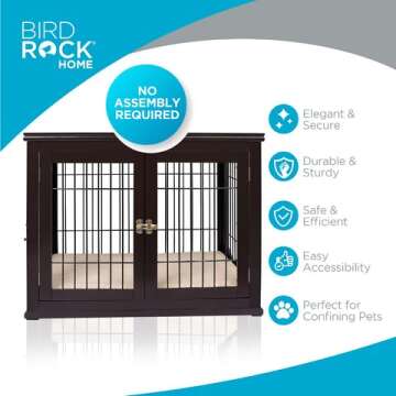 Stylish BIRDROCK HOME Decorative Dog Kennel with Pet Bed for Small Dogs