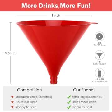Farielyn-X Beer Bong Funnel with Valve - Valve Design Extra Long 2.5 feet (30 inch) Kink Free Tube &...