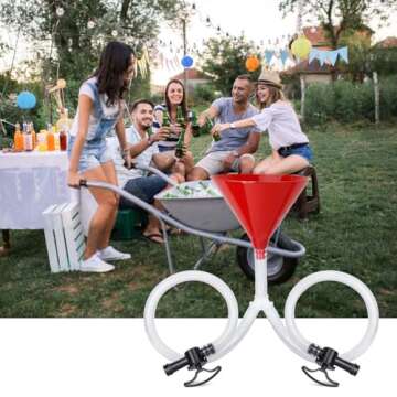Farielyn-X Beer Bong Funnel with Valve - Valve Design Extra Long 2.5 feet (30 inch) Kink Free Tube & Leakproof Easy Valve Premium Funnel for Beer Drinking Games, College Parties(Double Header)