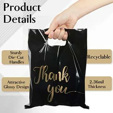 Jutieuo 100 Pack Stylish Thank You Shopping Bags