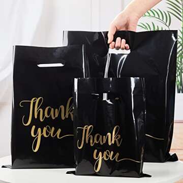 Jutieuo 100 Pack Stylish Thank You Shopping Bags