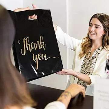 Jutieuo 100 Pack Stylish Thank You Shopping Bags