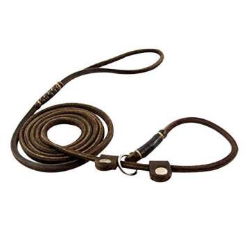 Adjustable Real Leather Slip Dog Leash for Small Dogs