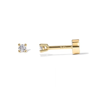 PAVOI 14K Gold Plated Cubic Zirconia Flat Back Earrings