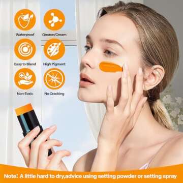 Go Ho Cream-Blendable Orange Face Paint Stick (1.06 Oz),Orange Full Body Paint Makeup Stick for Adul...