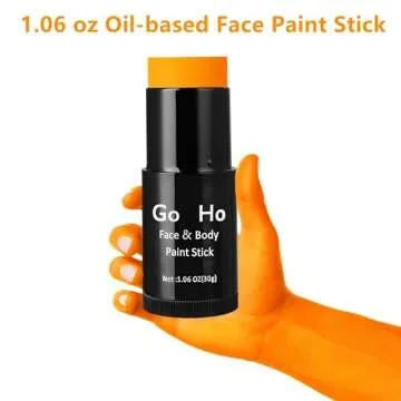 Go Ho Cream-Blendable Orange Face Paint Stick (1.06 Oz),Orange Full Body Paint Makeup Stick for Adults Children Halloween Cosplay SFX Makeup,Waterproof Orange Eye Black Stick