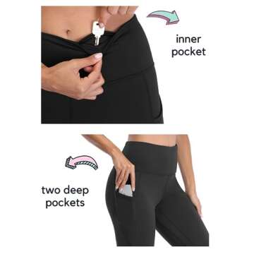 Willit Women's Fleece Lined Leggings High Waisted Winter Thermal Yoga Running Pants with Pockets Black S