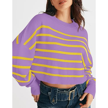 Stylish MEROKEETY Women’s Striped Sweater - Trendy Look