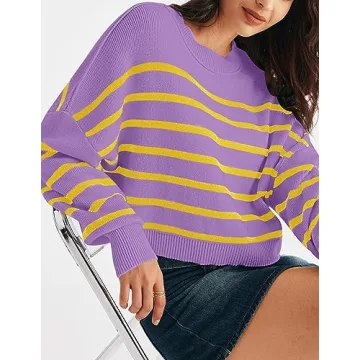 Stylish MEROKEETY Women’s Striped Sweater - Trendy Look