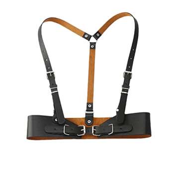 Hitele Waist Punk Vest Belt Fashion Body Chain Black Leather Gothic Adjustable Body Corset Accessory For Parties and Dates (Black L)