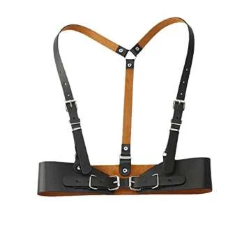 Hitele Waist Punk Vest Belt Fashion Body Chain Black Leather Gothic Adjustable Body Corset Accessory For Parties and Dates (Black L)