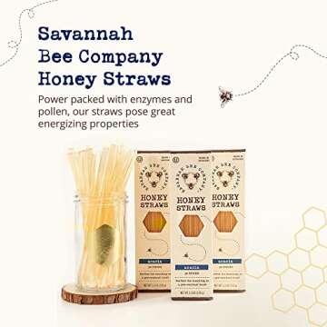 Savannah Bee Company Honey Straws - Pure and All Natural Honey Straw Sticks Made in the USA