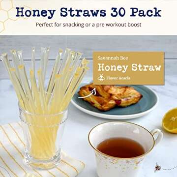 Savannah Bee Company Honey Straws - Pure and All Natural Honey Straw Sticks Made in the USA