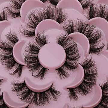 Pleell Dramatic Lashes Mink Fluffy False Eyelashes Wispy Long Thick Full Volume Fake Eye Lashes Pack 10 Pairs