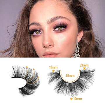 Pleell Dramatic Lashes Mink Fluffy False Eyelashes Wispy Long Thick Full Volume Fake Eye Lashes Pack 10 Pairs