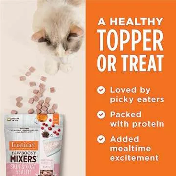 Instinct Raw Boost Mixers, Freeze Dried Cat Food Toppers with Functional Ingredients, Grain Free, Real Chicken - Skin & Coat Health, 5.5 oz Bag