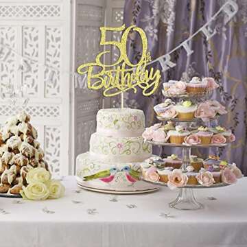 Eiveny Gold 60th Birthday Cake Topper for Celebrations