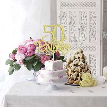 Eiveny Gold 60th Birthday Cake Topper for Celebrations