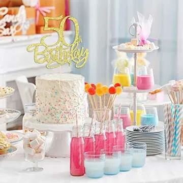 Eiveny Gold 60th Birthday Cake Topper for Celebrations