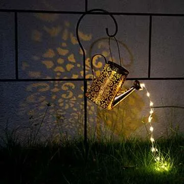 Solar Lights Outdoor Garden Decor, Large Hanging Waterproof Watering Can Landscape Lights Outside Decorations for Yard Front Porch Patio Backyard Gardening Gift for Mom Grandma Women Birthday