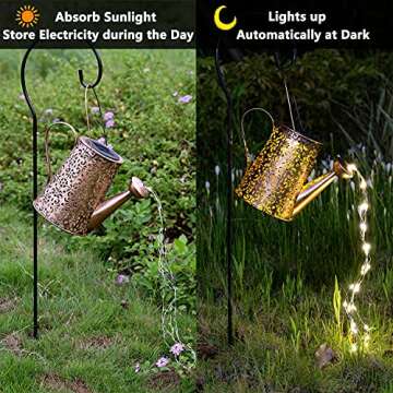 Solar Lights Outdoor Garden Decor, Large Hanging Waterproof Watering Can Landscape Lights Outside Decorations for Yard Front Porch Patio Backyard Gardening Gift for Mom Grandma Women Birthday