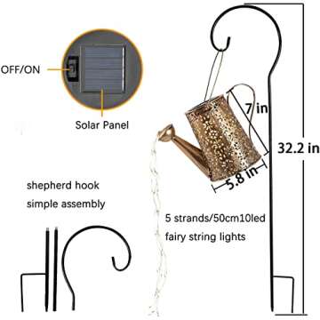 Solar Lights Outdoor Garden Decor, Large Hanging Waterproof Watering Can Landscape Lights Outside Decorations for Yard Front Porch Patio Backyard Gardening Gift for Mom Grandma Women Birthday