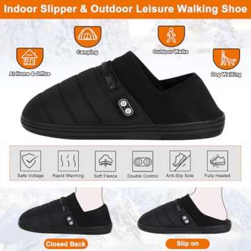 Heated Slippers, BIAL Unisex Electric Heating Pad for Feet, Rechargeable Battery Sheos Winter Slippers Cordless Heat Foot Warmer Cozy Shoes Cold Weather Camping Slippers for Men Women