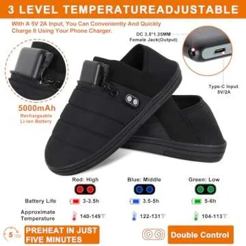 Heated Slippers, BIAL Unisex Electric Heating Pad for Feet, Rechargeable Battery Sheos Winter Slippers Cordless Heat Foot Warmer Cozy Shoes Cold Weather Camping Slippers for Men Women