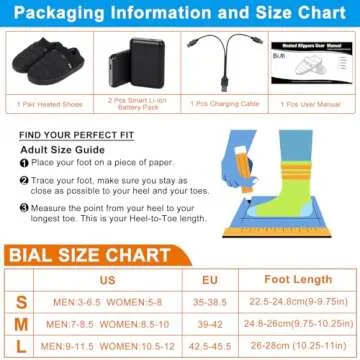 Heated Slippers, BIAL Unisex Electric Heating Pad for Feet, Rechargeable Battery Sheos Winter Slippers Cordless Heat Foot Warmer Cozy Shoes Cold Weather Camping Slippers for Men Women