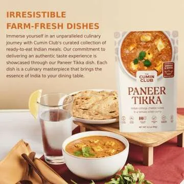 The Cumin Club Indian Ready to Eat Meals Pack of 5 |10 Servings - Paneer Tikka Masala, Sambar Idly, Pav Bhaji, Methi Matar Malai, Dal Tadka - Instant Food Just Add Hot Water, No Preservatives