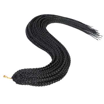 7 Packs 24 Inch crochet box braids Medium box braids crochet hair extensions 3X box Braided Crochet Hair synthetic braiding Hair 24 Strands/Pack (24inch, 1B)